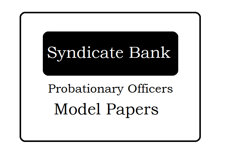 Syndicate Bank PO Model Paper 2025
